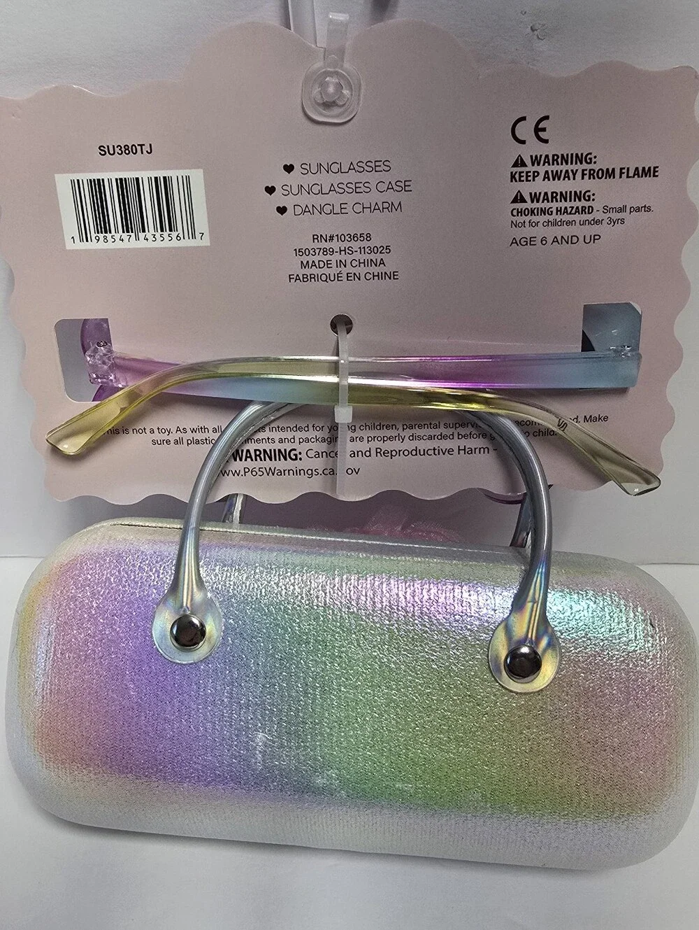 NWT Dream Pink Kids Flower Sunglasses Iridescent Glitter Case Set